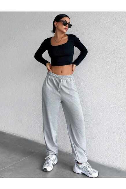 Kadın Kendinden Kıvırma Bol İnce Eşofman SPR24EA89