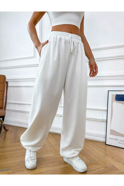 Kadın Kendinden Kıvırma Bol İnce Eşofman SPR24EA89