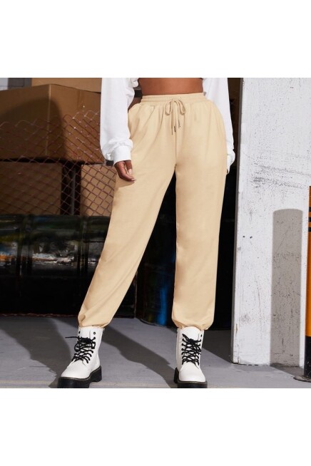 Kadın Kendinden Kıvırma Bol İnce Eşofman SPR24EA89