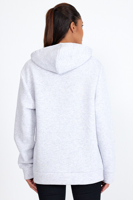 Kadın Kapşonlu Rahat Kalıp İçi Polarlı 3 iplik  Amerikan Baskılı Swetashırt spr24swk01