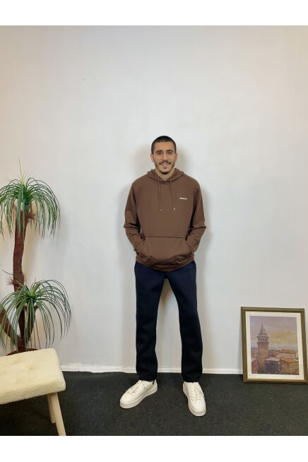 Süperlife Kapşonlu Uzun Kollu Baskılı Dar Kalıp İnce Erkek Sweatshirt SPR 2019K61