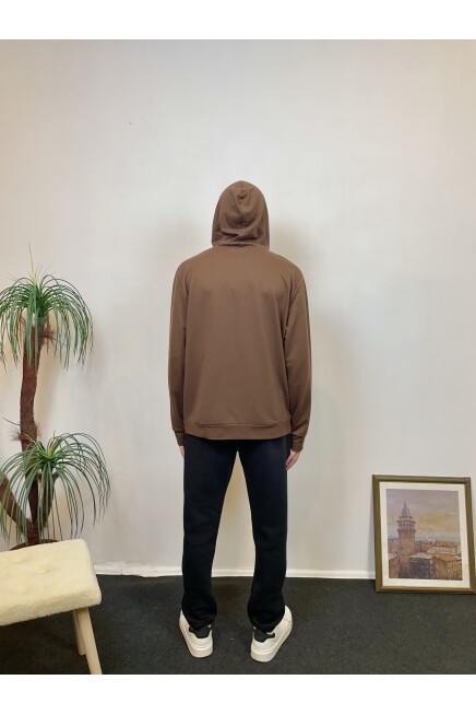 Süperlife Kapşonlu Uzun Kollu Baskılı Dar Kalıp İnce Erkek Sweatshirt SPR 2019K61