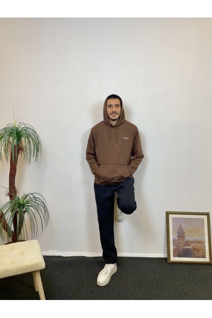 Süperlife Kapşonlu Uzun Kollu Baskılı Dar Kalıp İnce Erkek Sweatshirt SPR 2019K61