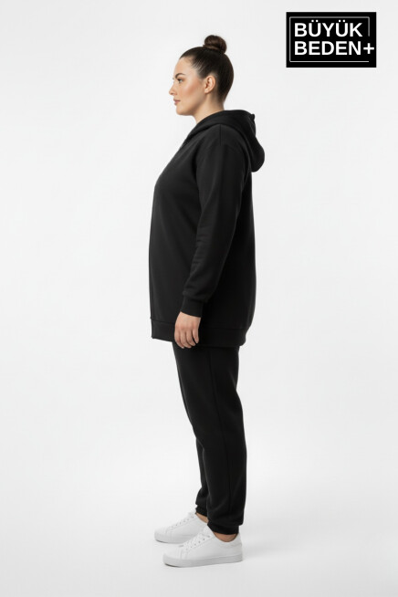 Büyük Beden Kadın Fermuarlı Kapüşonlu Sweatshirt Hırka - Rahat Kalıp SPR26BHR960