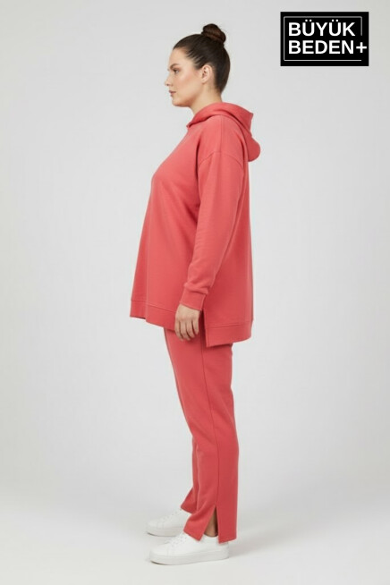 Büyük Beden Kapşonlu Tunik Sweatshırt  SPR26BTK991