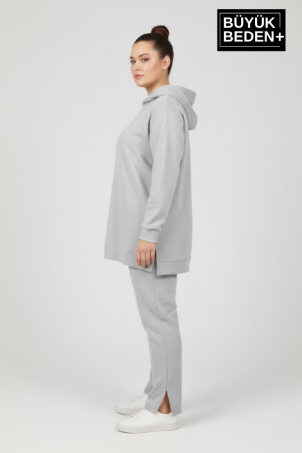 Büyük Beden Kapşonlu Tunik Sweatshırt  SPR26BTK991