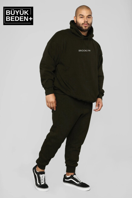 Erkek Orta Brooklyn Baskılı Büyük Beden İnce Kapşonlu Swatshırt SPR25BSW61