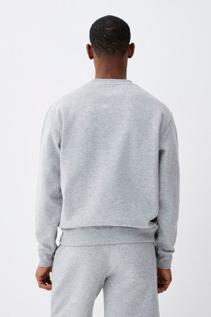 Erkek Bisiklet Yaka Rahat Kalıp 3 iplik İçi Polarlı Kalın Sweatshirt SPR24SW36