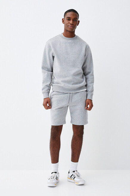 Erkek Bisiklet Yaka Rahat Kalıp 3 iplik İçi Polarlı Kalın Sweatshirt SPR24SW36