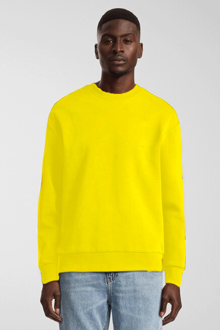 Erkek Bisiklet Yaka Rahat Kalıp 3 iplik İçi Polarlı Kalın Sweatshirt SPR24SW36