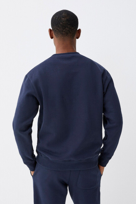 Erkek Bisiklet Yaka Rahat Kalıp 3 iplik İçi Polarlı Kalın Sweatshirt SPR25SW36