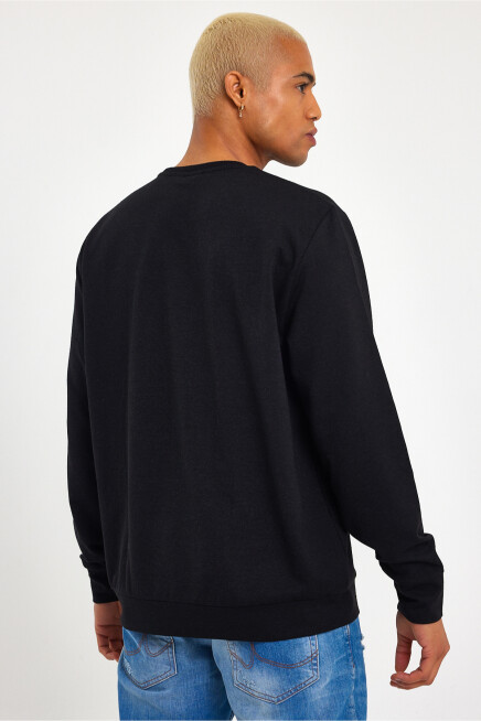 Erkek Bisiklet Yaka Regular Kalıp İnce AR Baskılı Sweatshırt SPR24SW124