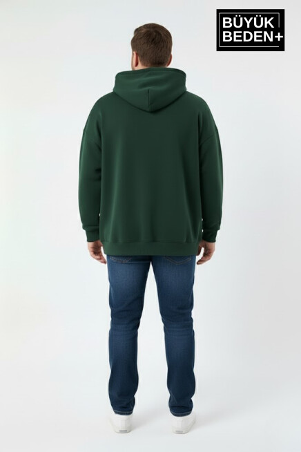 Erkek Büyük Beden AR Baskılı Kapüşonlu Sweatshirt SPR26BSW963