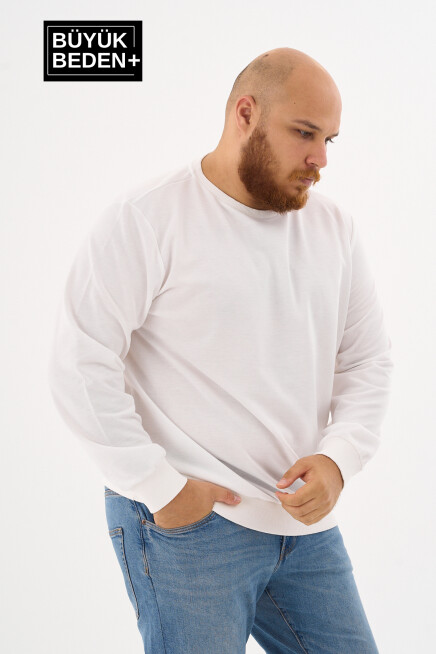 Erkek Büyük Beden Bisiklet Yaka ince Sweatshirt SPR24BSW56