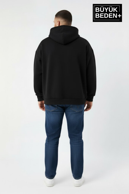 Erkek Büyük Beden Brooklyn 1970 Baskılı Kapüşonlu Sweatshirt SPR26BSW964