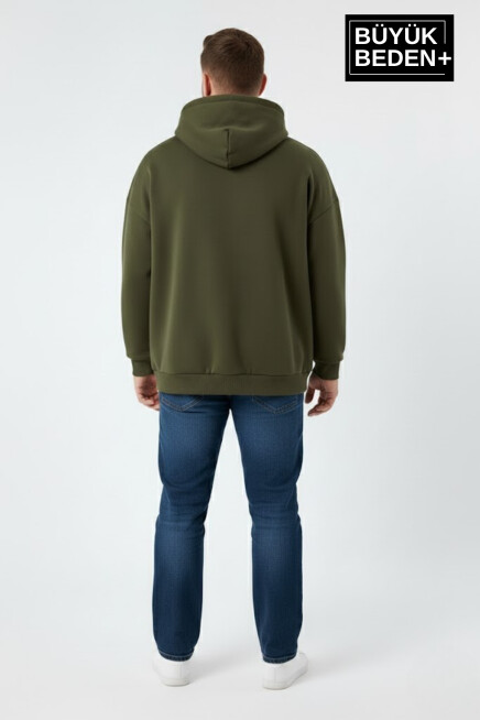 Erkek Büyük Beden Brooklyn 1970 Baskılı Kapüşonlu Sweatshirt SPR26BSW964