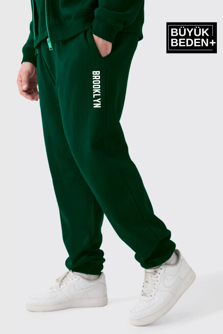 Erkek Büyük Beden Paça Lastikli Brooklyn Baskılı İnce Eşofman Altı SPR25EA53