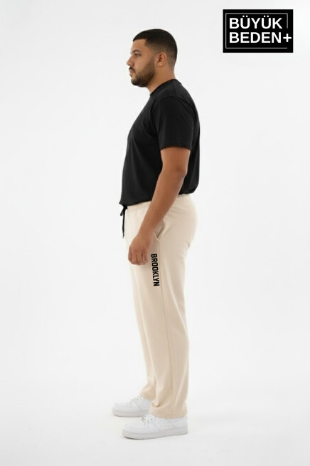 Erkek Büyük Beden BROOKLYN Baskılı Rahat Kesim Paça Reçme  ince Eşofman Altı SPR26EA952-2