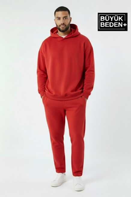 Erkek Büyük Beden Kapşonlu ince Sweatshirt SPR24BSW57