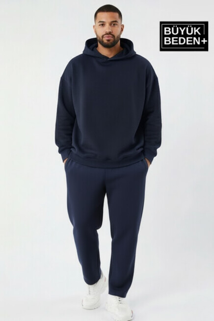 Erkek Büyük Beden Kapşonlu ince Sweatshirt SPR24BSW57