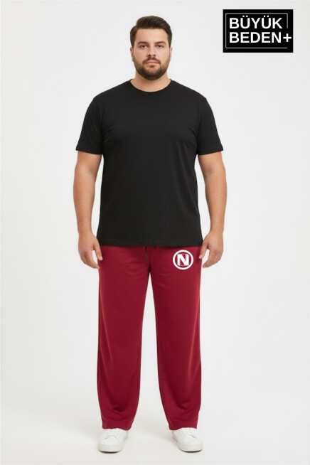 Erkek Büyük Beden N Logo Baskılı Rahat Kesim Paça Reçme ince  Eşofman Altı SPR26EA952-4