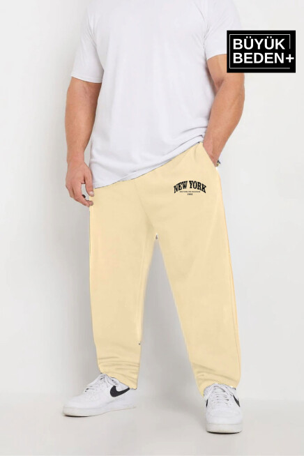 Erkek Büyük Beden New York Baskılı İnce Eşofman Altı  SPR25BEA47