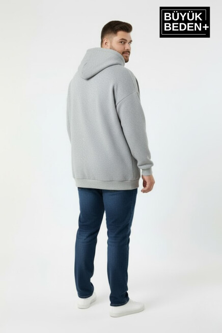 Erkek Büyük Beden New York Baskılı Kapüşonlu Sweatshirt SPR26BSW962