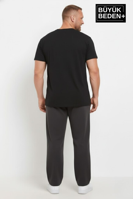 Erkek Büyük Beden New York Baskılı Rahat Kesim Paça Reçme ince  Eşofman Altı SPR26EA952-5