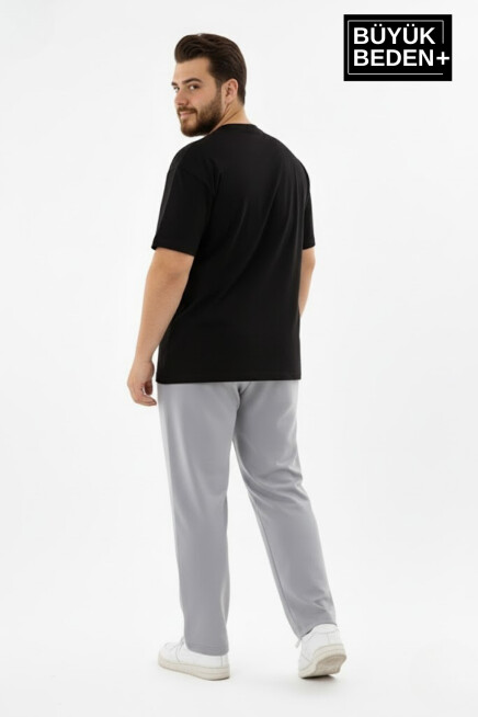 Erkek Büyük Beden Rahat Kesim Paça Reçme AR Baskılı İnce Eşofman Altı SPR26EA952-1
