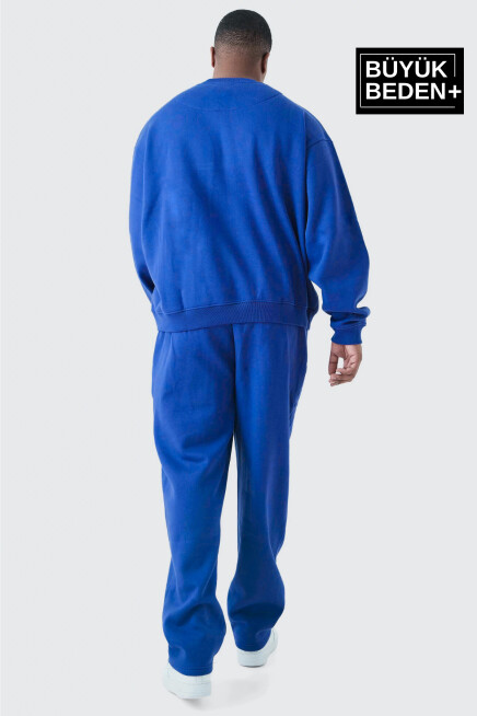 Erkek El Yazılı Brooklyn Baskılı Büyük Beden İnce Bisiklet Yaka Swatshırt SPR25BSW59