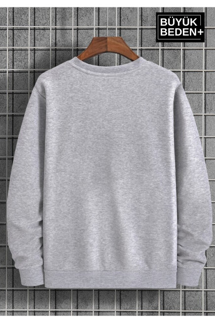 Erkek El Yazılı Brooklyn Baskılı Büyük Beden İnce Bisiklet Yaka Swatshırt SPR25BSW59