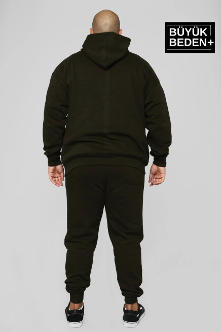 Erkek El Yazılı California Baskılı Büyük Beden İnce Kapşonlu Swatshırt SPR25BSW62