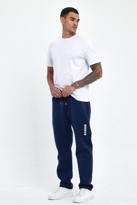 Erkek İçi Polarlı 3 iplik Kalın Brooklyn Baskılı Eşofman Altı SPR25EA70