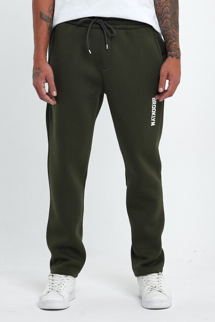 Erkek İçi Polarlı 3 iplik Kalın Brooklyn Baskılı Eşofman Altı SPR25EA70