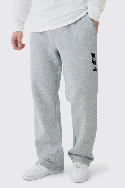 Erkek İçi Polarlı 3 iplik Kalın Brooklyn Baskılı Eşofman Altı SPR25EA70