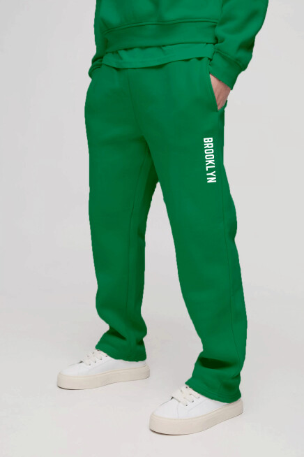 Erkek İçi Polarlı 3 iplik Kalın Brooklyn Baskılı Eşofman Altı SPR24EA70