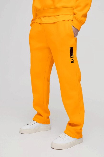 Erkek İçi Polarlı 3 iplik Kalın Brooklyn Baskılı Eşofman Altı SPR25EA70