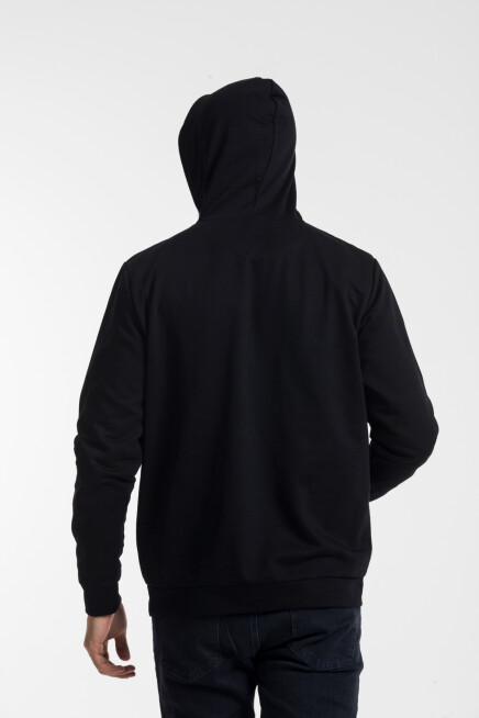 Erkek Kapşonlu Rahat Kalıp İnce AR Baskılı Swetashırt spr24sw122