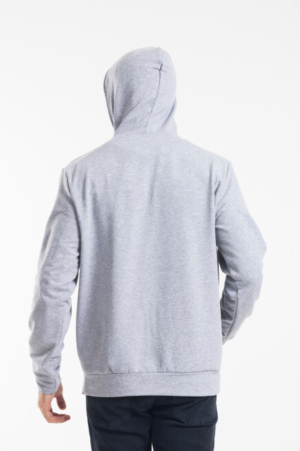 Erkek Kapşonlu Rahat Kalıp İnce AR Baskılı Swetashırt spr24sw122