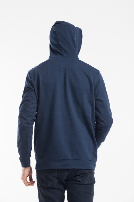 Erkek Kapşonlu Rahat Kalıp İnce AR Baskılı Swetashırt spr24sw122