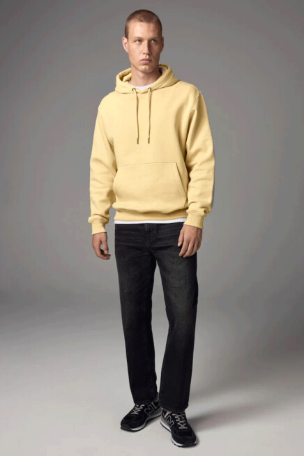 Erkek Kapşonlu Rahat Kalıp İçi Polarlı 3 iplik SweatShırt spr24sw55