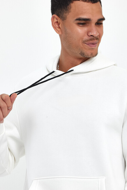 Erkek Kapşonlu Rahat Kalıp İçi Polarlı 3 iplik SweatShırt spr24sw55