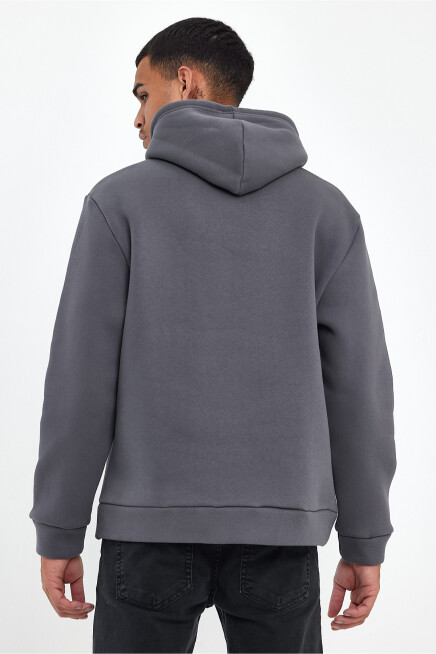 Erkek Kapşonlu Rahat Kalıp İçi Polarlı 3 iplik SweatShırt spr24sw55