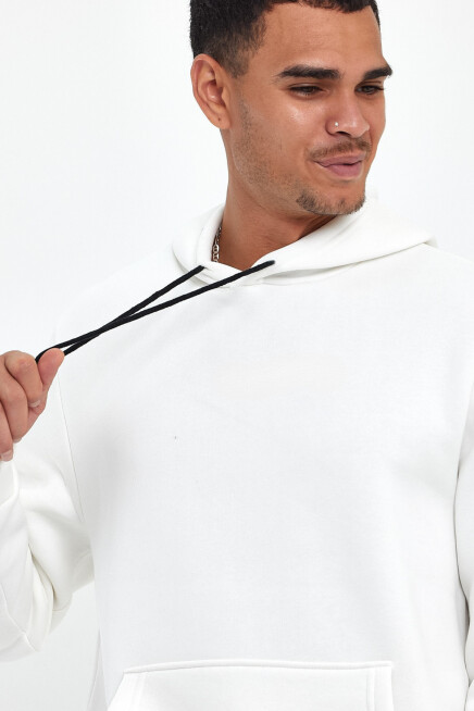 Erkek Kapşonlu Rahat Kalıp İçi Polarlı 3 iplik Kalın SweatShırt spr25sw55