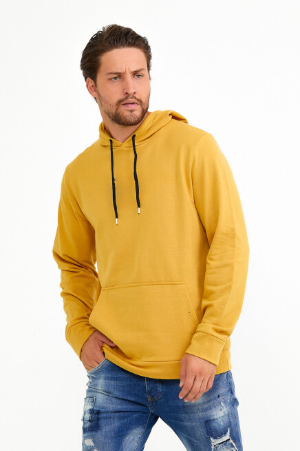 Erkek Kapşonlu Rahat Kalıp İçi Polarlı 3 iplik Kalın SweatShırt spr25sw55