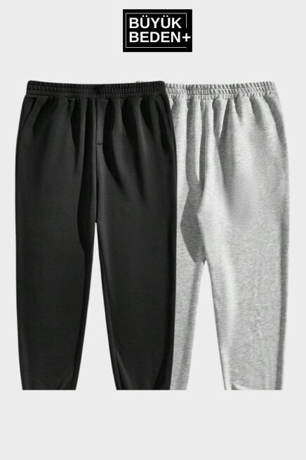 Büyük Beden Reçme Paça İnce Eşofman Altı SPR25BEA52-2