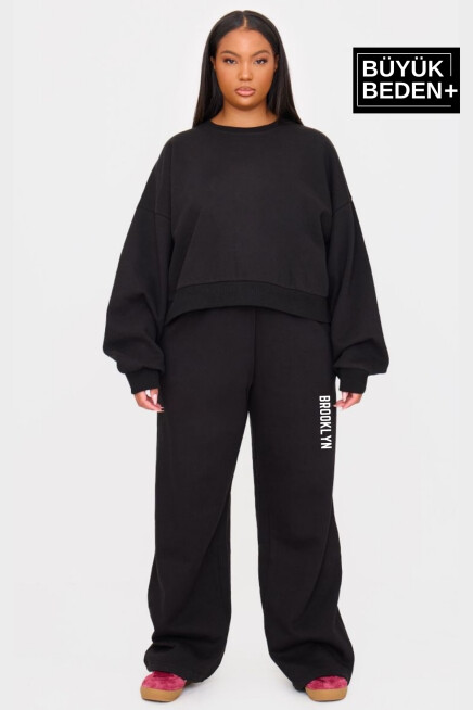 Kadın Büyük Beden Brooklyn Baskılı İnce Eşofman Altı  SPR25BEAK54