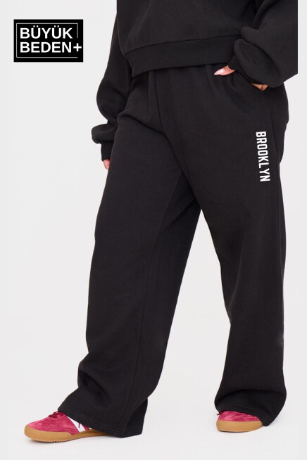 Kadın Büyük Beden Brooklyn Baskılı İnce Eşofman Altı  SPR25BEAK54