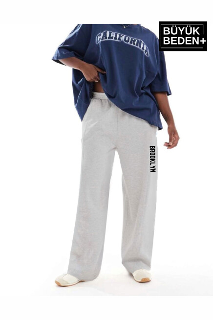 Kadın Büyük Beden Brooklyn Baskılı İnce Eşofman Altı  SPR25BEAK54