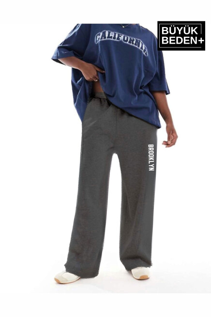 Kadın Büyük Beden Brooklyn Baskılı İnce Eşofman Altı  SPR25BEAK54